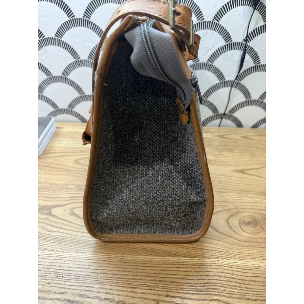 Hartmann Vintage Blue Tweed and Belting Leather Briefcase Laptop Bag Academia